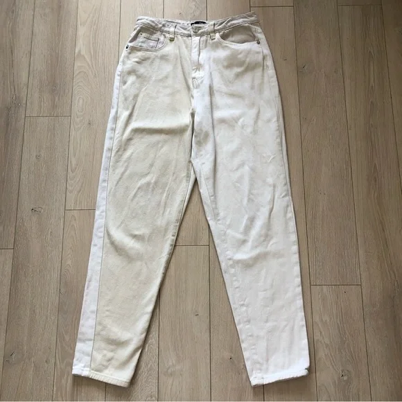 Missguided Riot Neutral Patched High Rise Mom Jean Size 6 - Picture 4 of 14